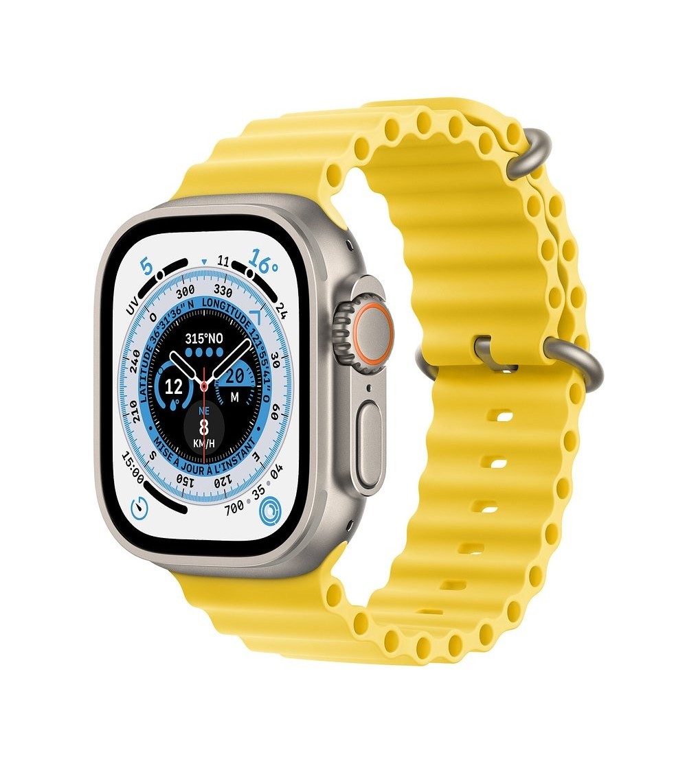 Apple Watch Ultra 2022 49 mm GPS + Cellular Titane + bracelet Océan Blanc reconditionnée | Ma Fabrik